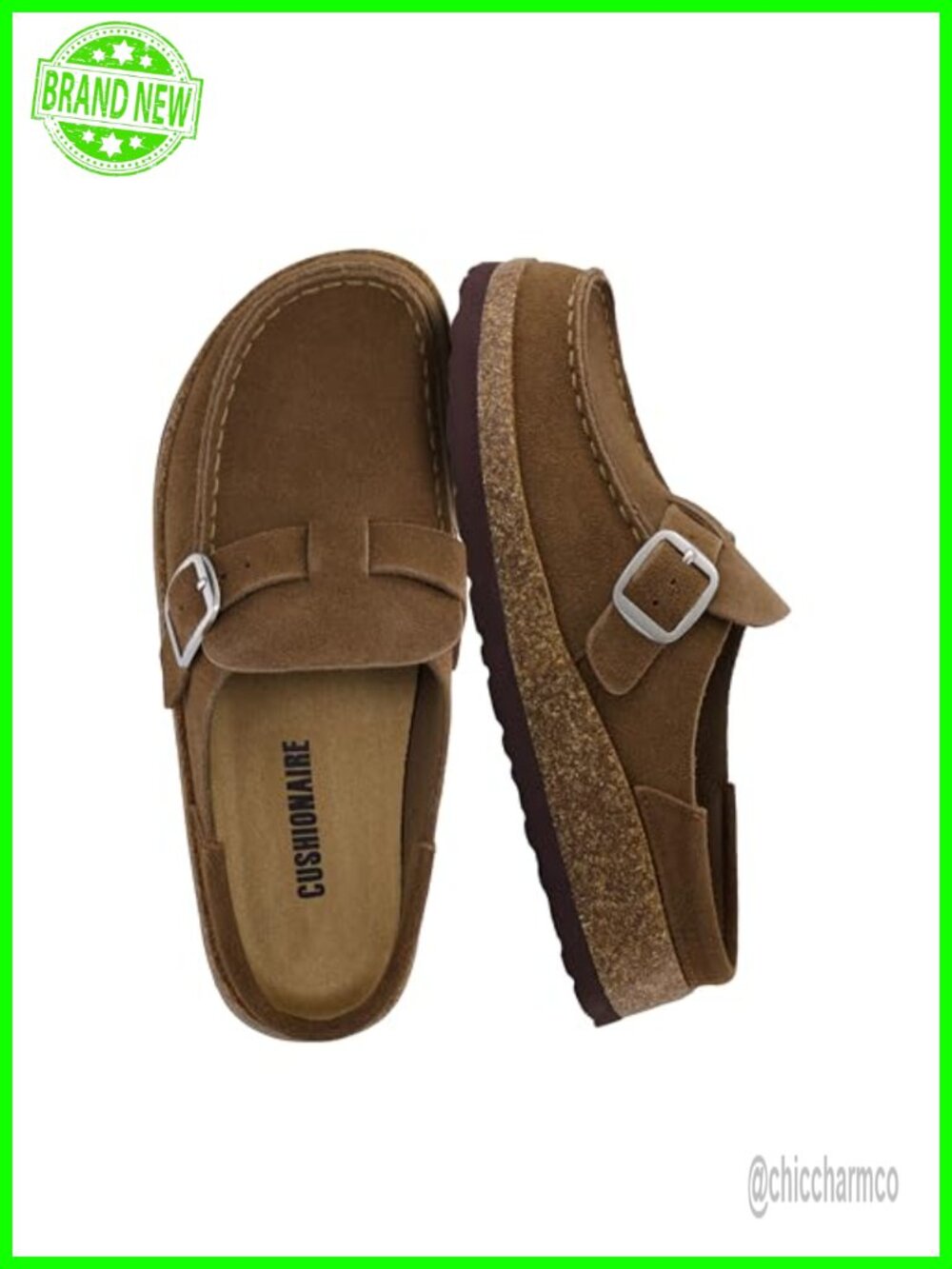 Genuine Leather Cushioned Cork Mule Clogs Slip-On Adjustable Buckle